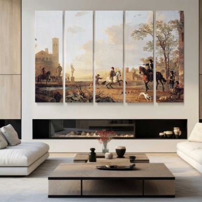 Horse in a River Landscape by Aelbert Cuyp Canvas Wall Art Print