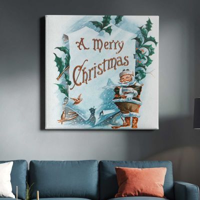 Illustration of Santa Clause and Christmas Motifs (1900) by Frank Buttolph Square Canvas Wall Art