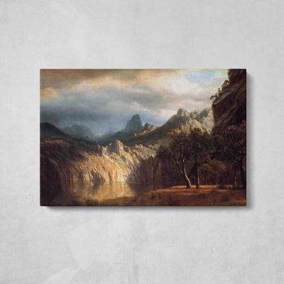 In Western Mountains by Albert Bierstadt Canvas Wall Art Print