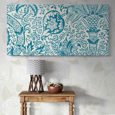 Indian Floral Pattern in Blue and Cream by William Morris Wall Art Print