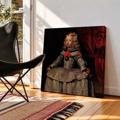 Infanta Margarita Teresa by Diego Velázquez Square Canvas Wall Art