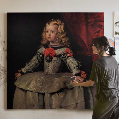 Infanta Margarita Teresa by Diego Velázquez Square Canvas Wall Art