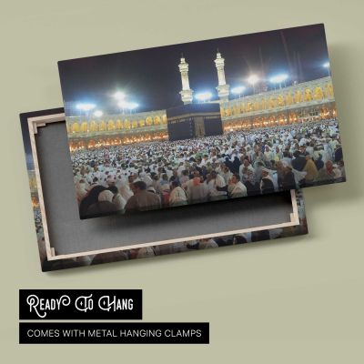 Kaaba and the Grand Mosque at Night Canvas Wall Art Print