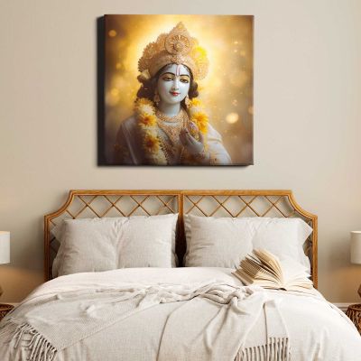 Krishna adult gold representation Square Canvas Wall Art