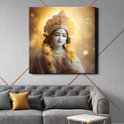 Krishna adult gold representation Square Canvas Wall Art