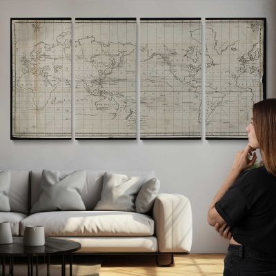 La Perouse Voyages World Map - Antique Engraving Wall Art