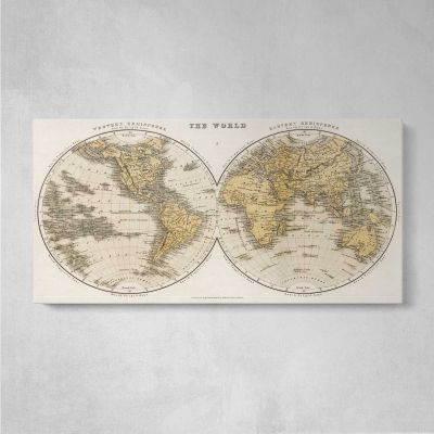 La Perouse Voyages World Map - Twin Hemispheres Wall Art