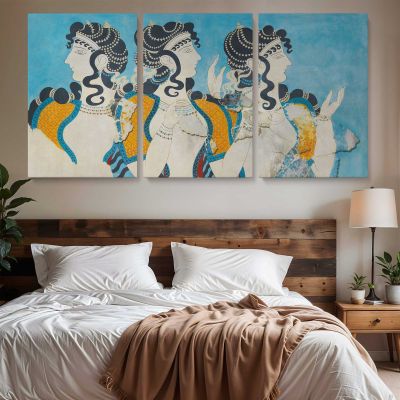 Ladies in Blue Fresco Reproduction by Emile Gillieron Panoramic Wall Art