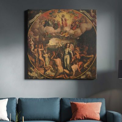 Last Judgment (1611) by Aert Pietersz Square Canvas Wall Art