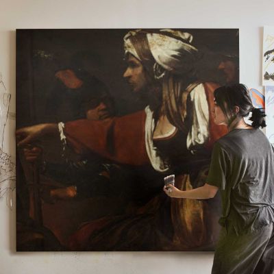 Maidservant from The Denial of Saint Peter Square Canvas Wall Art