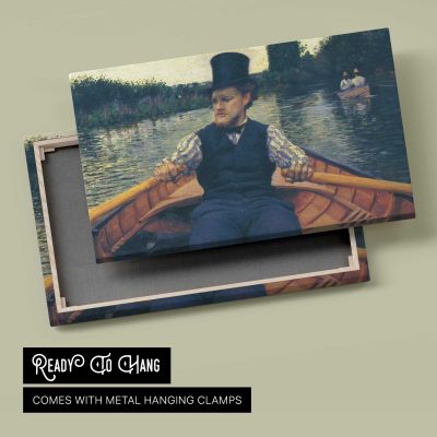 Man Rowing on a Quiet River by Gustave Caillebotte Canvas Wall Art Print