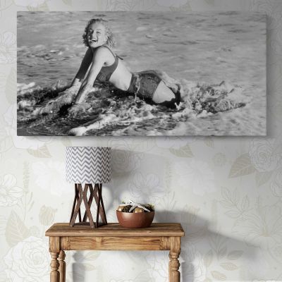 Marilyn Monroe on the Beach - 1952 Panoramic Canvas Print
