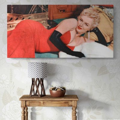 Marilyn Monroe Reclining in Red - 1955 Panoramic Wall Art