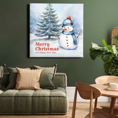 Merry Christmas Instagram post template Square Canvas Wall Art