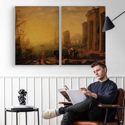 Morning in the Harbour by Claude (le Lorrain) Gellee Canvas Wall Art Print