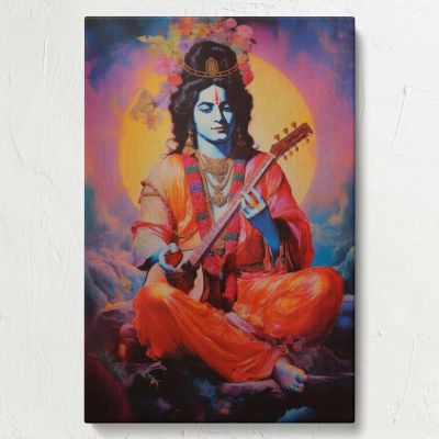 Narada with Veena - Seated in Meditation with Garland