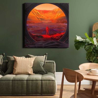 NASA Astronaut Stands on Mars (2020) illustrated by NASA/JPL-Caltech Square Canvas Wall Art