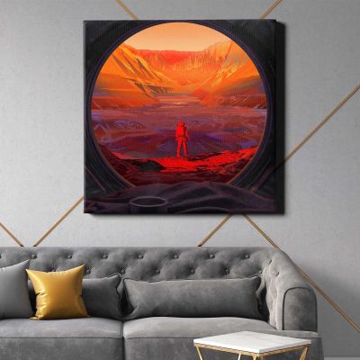 NASA Astronaut Stands on Mars (2020) illustrated by NASA/JPL-Caltech Square Canvas Wall Art