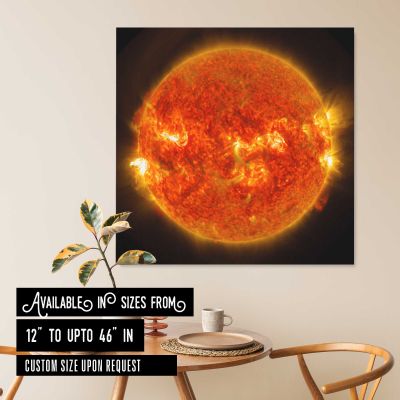 NASA's Solar Dynamics Observatory captured images of the sun emitting a mid-level solar flare Square Canvas Wall Art