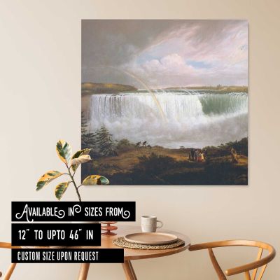 Niagara Falls beneath a Cloudy Sky Square Canvas Wall Art