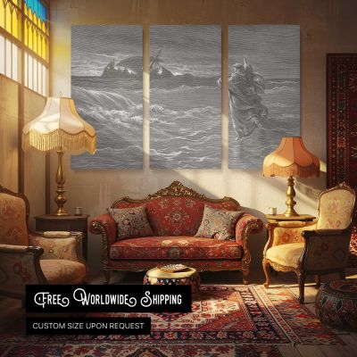 Nt-185 Jesus Walks on the Sea Canvas Wall Art Print