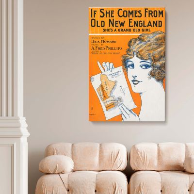 Old New England Girl - Patriotic Americana Style Poster (1914) By Richard Howard 