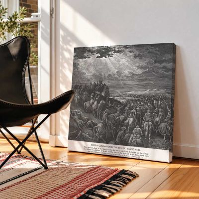 OT-053 Joshua Commands the Sun to Stand Still Square Canvas Wall Art