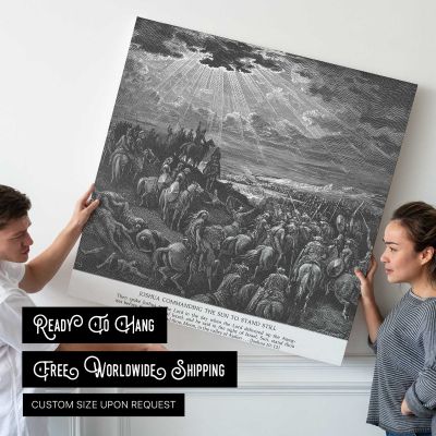 OT-053 Joshua Commands the Sun to Stand Still Square Canvas Wall Art