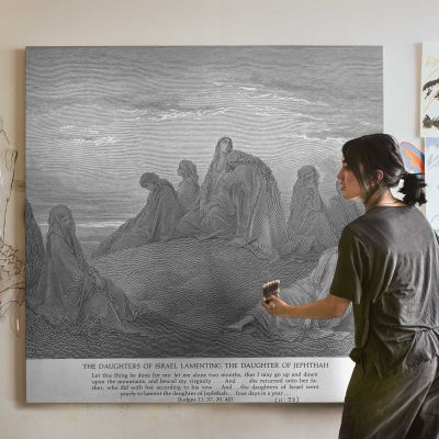 OT-061 Israelite Women Mourn with Jephthah's Daughter Square Canvas Wall Art