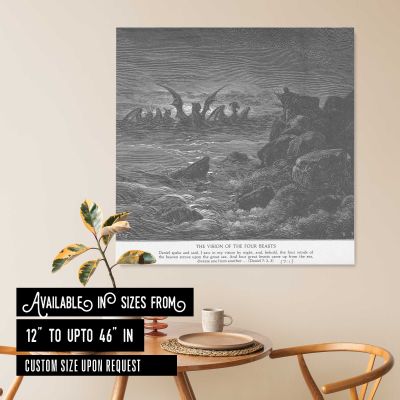 OT-126 Daniel's Vision of the Four Beasts Square Canvas Wall Art