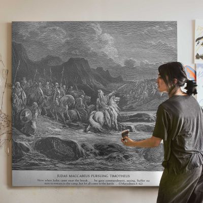 OT-151 Judas Maccabeus Pursues Timotheus Square Canvas Wall Art