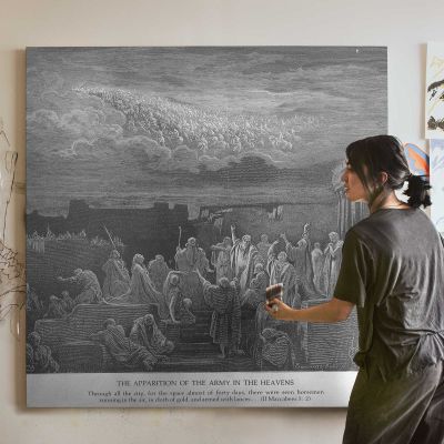 OT-155 The Army Appears in the Heavens Square Canvas Wall Art