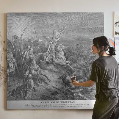 OT-159 The Angel Is Sent to Deliver Israel Square Canvas Wall Art