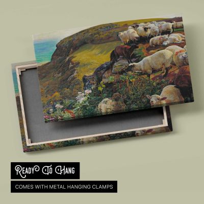Our English Coasts, (strayed Sheep) by William Holman Hunt Canvas Wall Art Print