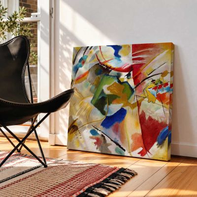 Painting with Green Center (1913) high resolution art by Wassily Kandinsky Square Canvas Wall Art
