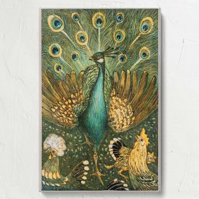 Peacock and Chickens - Dutch Art Nouveau Farmyard Scene By Theo van Hoytema 