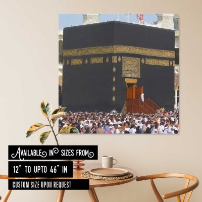 Pilgrims at the Kaaba Square Canvas Wall Art