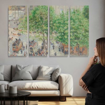 Place Du Theatre-francais. Spring by Camille Pissarro Canvas Wall Art Print