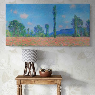 Poppy Field at Giverny by Claude Monet Panoramic Canvas Print