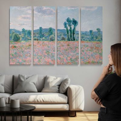Poppy Field by Claude Monet Canvas Wall Art Print
