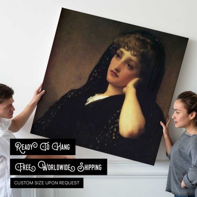 Portrait of a Young Woman by Frederic Leighton Square Canvas Wall Art