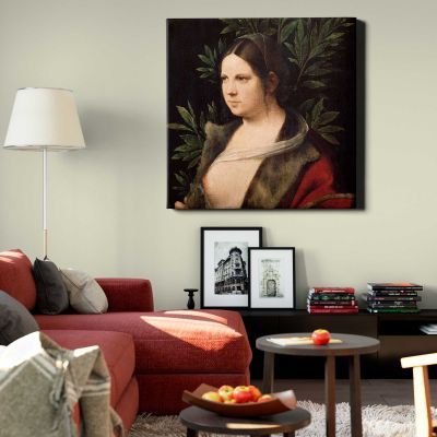 Portrait of a Young Woman (Laura) (1506) Square Canvas Wall Art