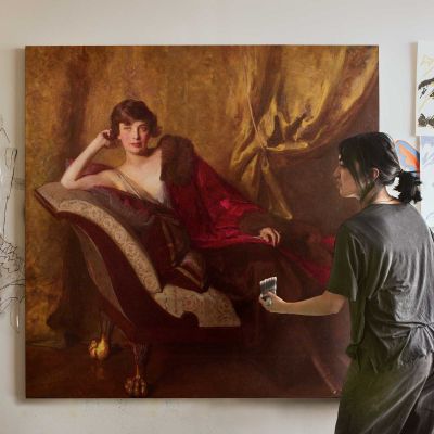 Portrait of Countess Michael Károlyi by John Quincy Adams Square Canvas Wall Art