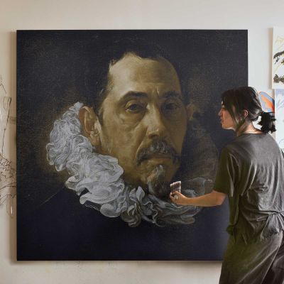 Portrait of Francisco Pacheco by Diego Velázquez Square Canvas Wall Art