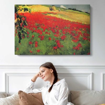 Red Poppy Field Canvas Wall Art Print