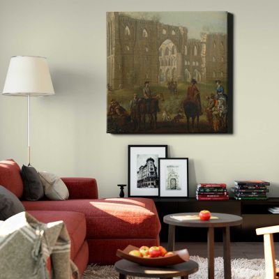 Rievaulx Abbey Square Canvas Wall Art