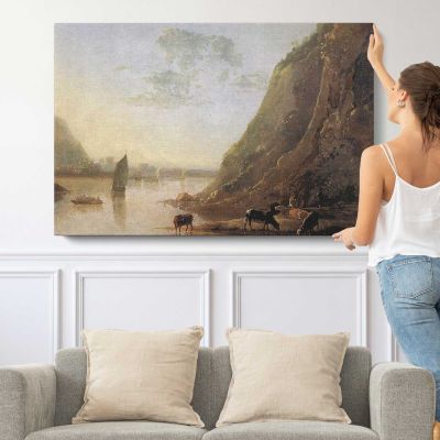 River Bank with Cows by Aelbert Cuyp Canvas Wall Art Print