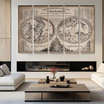 Rotating Hemispheres of the Earth by J. Emslie Canvas Wall Art Print