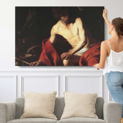 Saint John the Baptist by Caravaggio Canvas Wall Art Print