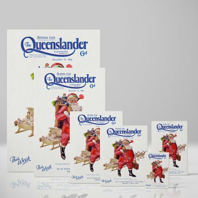 Santa Claus with Sleigh - 1936 Queenslander Christmas Poster